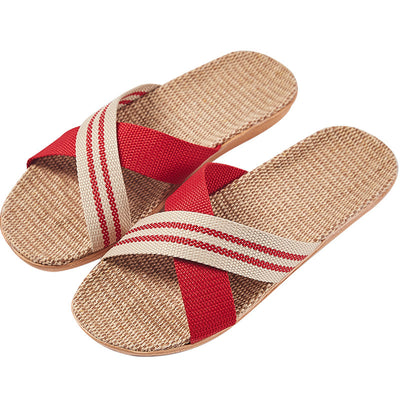 Women's Cross Linen Slippers - - Women's Slippers - Carvan Mart