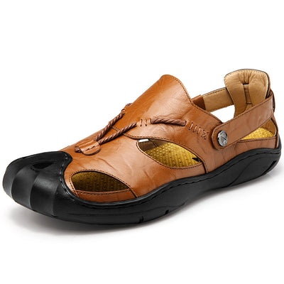 Men's Casual Sandals Outdoor Breathable Leather Sport Beach Shoes - Carvan Mart