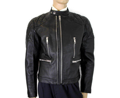 Burberry Men's Black Leather Diamond Quilted Biker Jacket - Black 50EU 40US - - Burberry