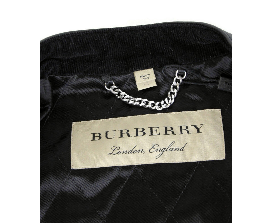 Burberry Men's Black Leather Diamond Quilted Biker Jacket - - - Burberry