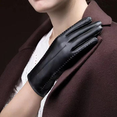 Lined warm PU leather gloves - Carvan Mart