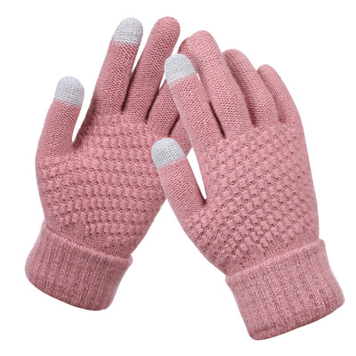 Couple knitted gloves touch screen gloves - Pink - Women Gloves & Mittens - Carvan Mart