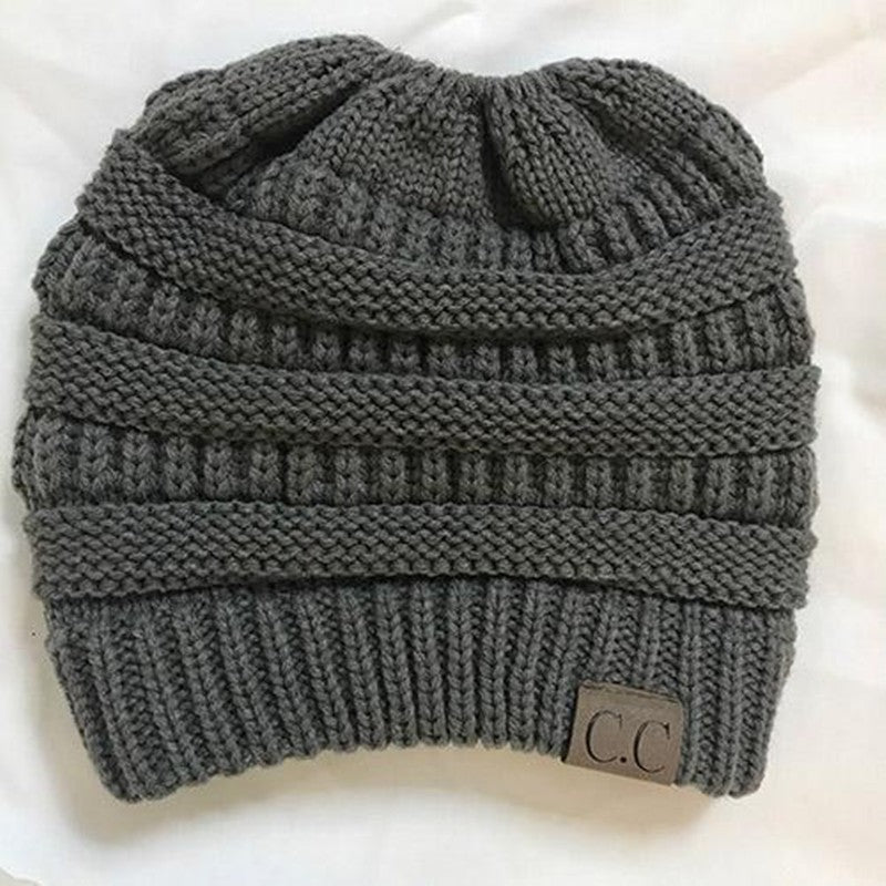 Knitted Woolen Hat - Gray - Women's Hats & Caps - Carvan Mart