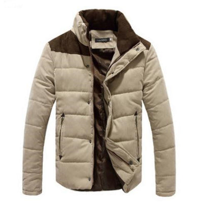 Warm Causal Parkas Male Outerwear Windbreak Jackets Coats - Khaki - Men's Jackets & Coats - Carvan Mart