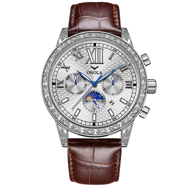 Stylish And Versatile Automatic Mechanical Leather Watch - Carvan Mart