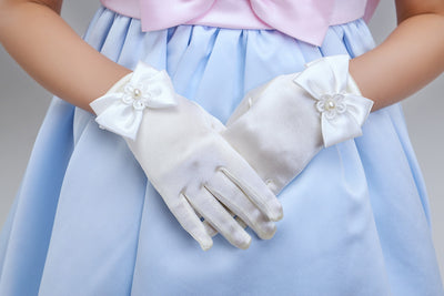 Flower Girl Long Gloves Children's Gloves Girls Bowknot Dress Gloves - Carvan Mart