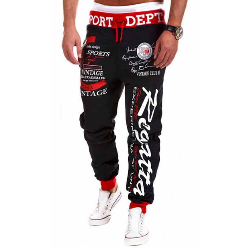 Men's Sweatpants Elastic Waist Graphic Print Casual Hip Hop Trousers - Carvan Mart