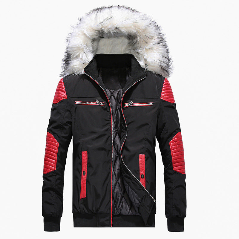 Stylish Winter Coats Large Fur Collar Men's Hooded Bomber Cotton Jacket - Carvan Mart Ltd