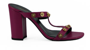 Versace Elegant Purple Calf Leather High Sandals - - - Versace