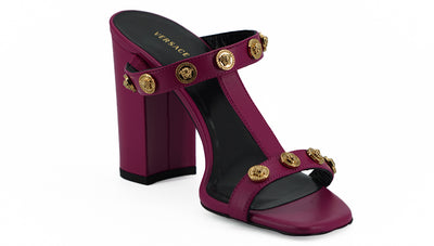 Versace Elegant Purple Calf Leather High Sandals - - - Versace