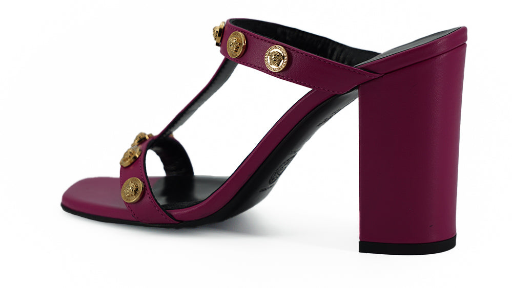 Versace Elegant Purple Calf Leather High Sandals - - - Versace