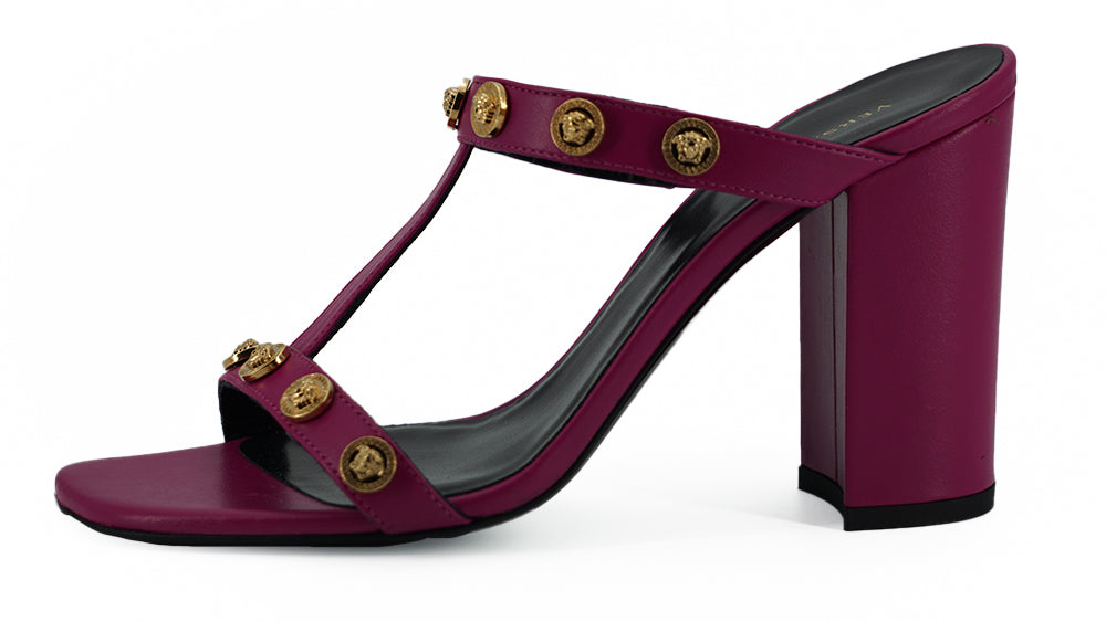 Versace Elegant Purple Calf Leather High Sandals - - - Versace