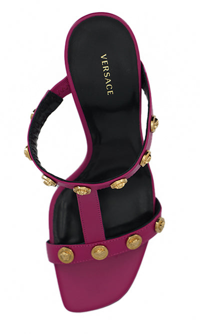 Versace Elegant Purple Calf Leather High Sandals - - - Versace