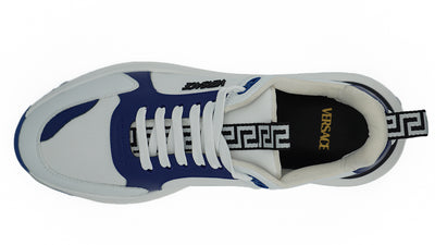 Versace Elegant Blue and White Leather Sneakers - - - Versace