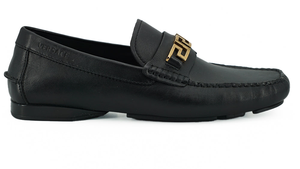 Versace Elegant Black Calf Leather Men's Loafers - - - Versace