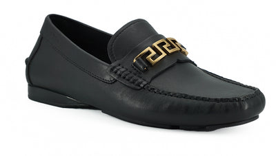 Versace Elegant Black Calf Leather Men's Loafers - - - Versace