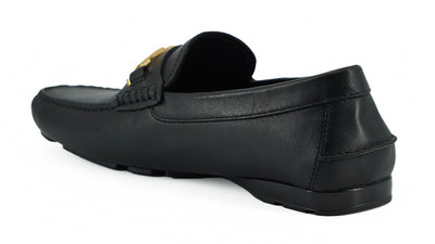 Versace Elegant Black Calf Leather Men's Loafers - - - Versace