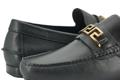 Versace Elegant Black Calf Leather Men's Loafers - - - Versace