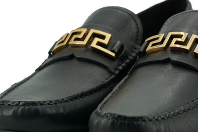 Versace Elegant Black Calf Leather Men's Loafers - - - Versace