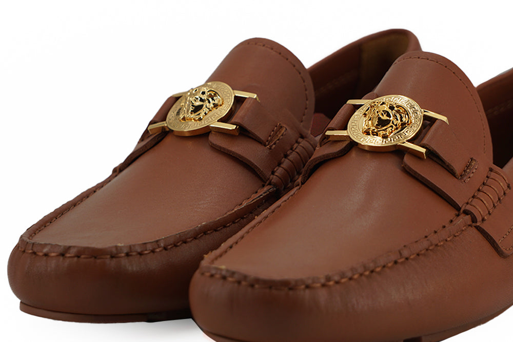 Versace Elegant Medusa-Embossed Leather Loafers - - - Versace