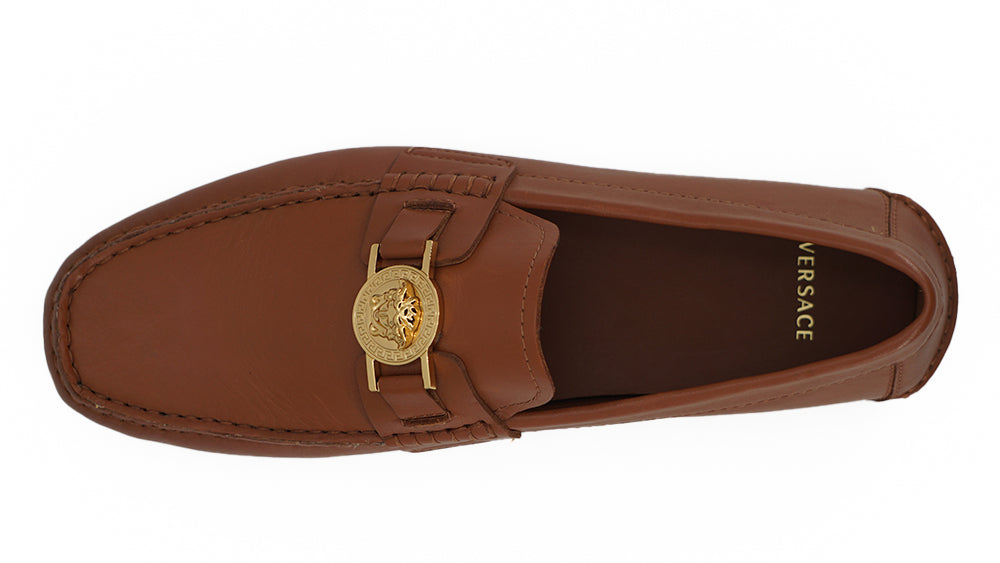 Versace Elegant Medusa-Embossed Leather Loafers - - - Versace