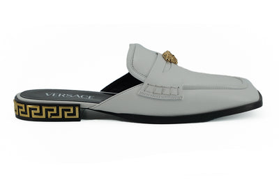 Versace Elegant White Leather Flat Slides - - - Versace