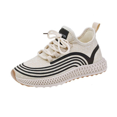 Lace up flat rubber round head mesh sneaker - Carvan Mart