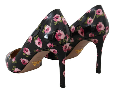 Prada Elegant Floral Print Leather Pumps - - - Prada