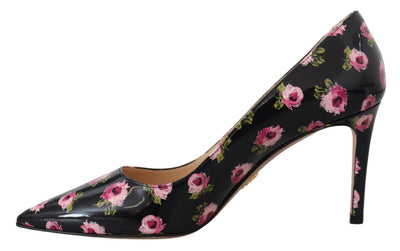 Prada Elegant Floral Print Leather Pumps - - - Prada