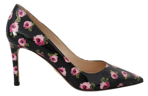 Prada Elegant Floral Print Leather Pumps - - - Prada