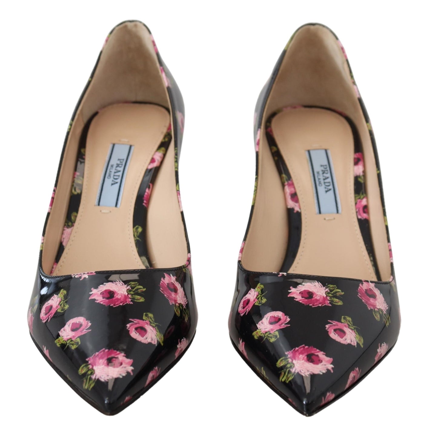 Prada Elegant Floral Print Leather Pumps - - - Prada