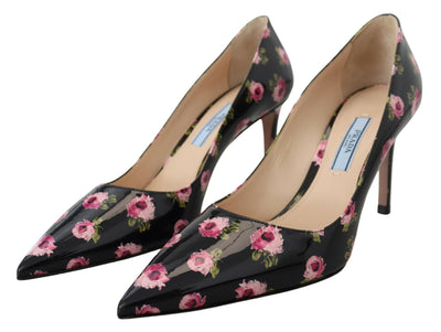 Prada Elegant Floral Print Leather Pumps - - - Prada