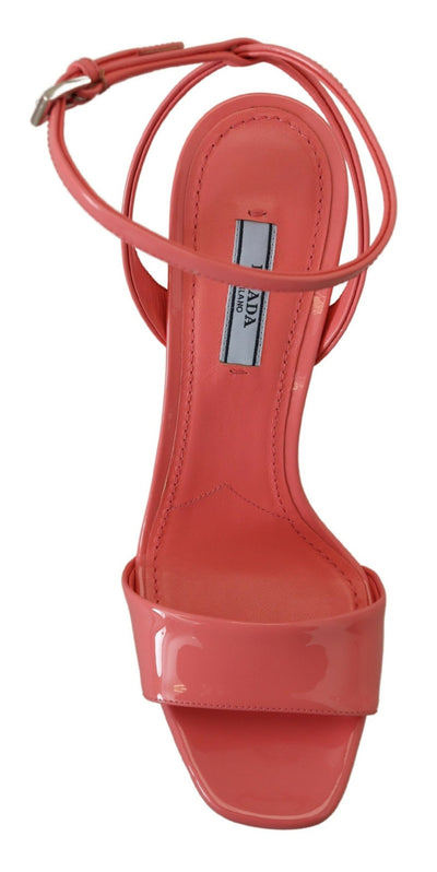 Prada Chic Pink Patent Leather Platform Sandals - - - Prada