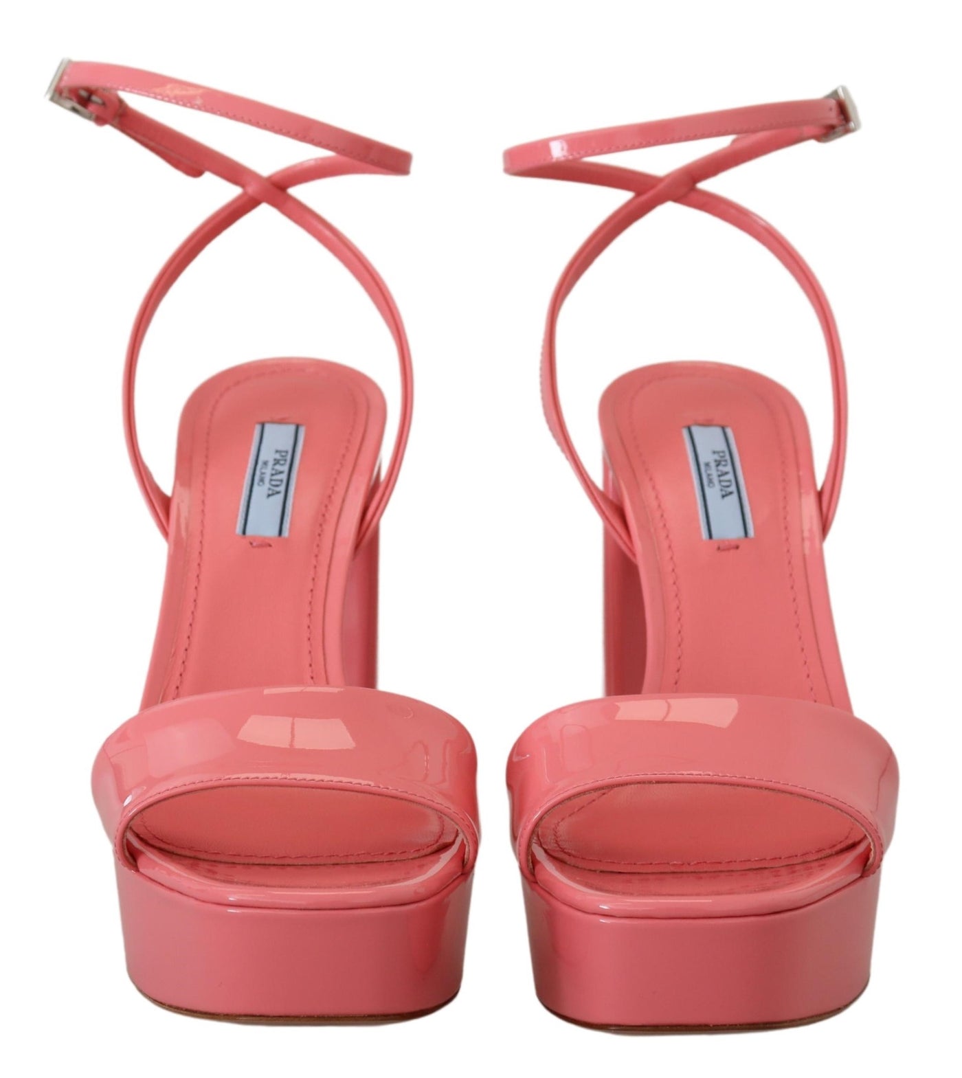 Prada Chic Pink Patent Leather Platform Sandals - - - Prada