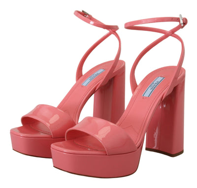 Prada Chic Pink Patent Leather Platform Sandals - - - Prada