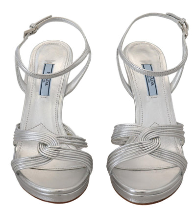 Prada Elegant Silver Stiletto Heels Sandals - - - Prada