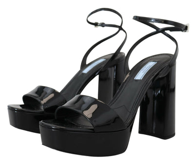 Prada Elevate Your Elegance with Glossy Black Heels - - - Prada