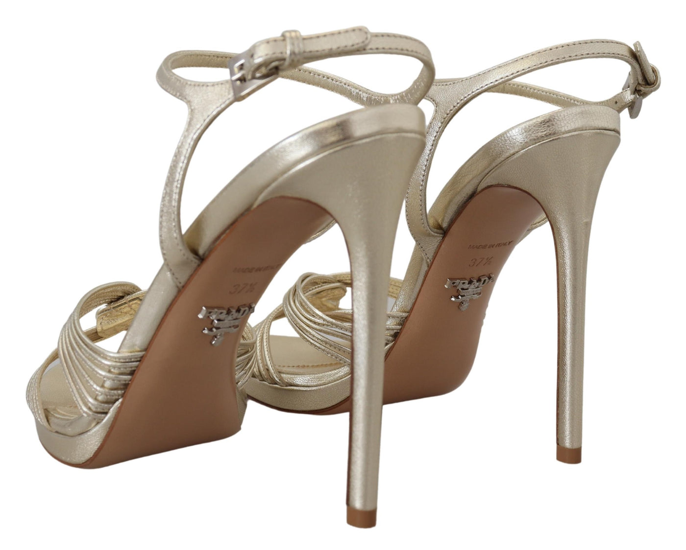 Prada Elegant Gold Stiletto Heel Sandals - - - Prada