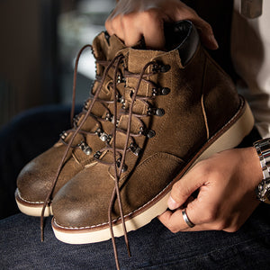 Men's Retro Mountaineering High-top Boots Calf Leather Shoes - Carvan Mart