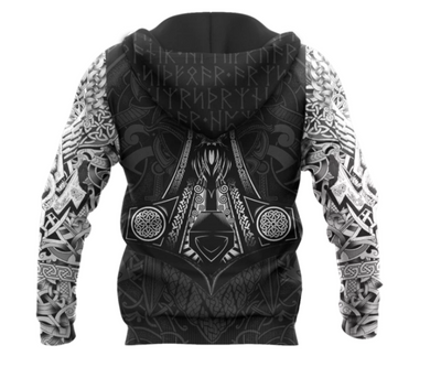 Retro Style Hooded Sweatshirts Best Viking Tattoo 3D Hoodies Hipster Urban Streetwear Hoodies - Carvan Mart