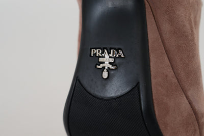 Prada Elegant Dark Rose Suede Heels - - - Prada