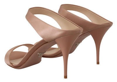 Prada Glimmering Rose Gold Leather Heels - - - Prada