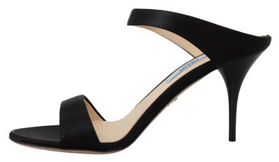 Prada Elegant Black Leather Heels Pumps - - - Prada