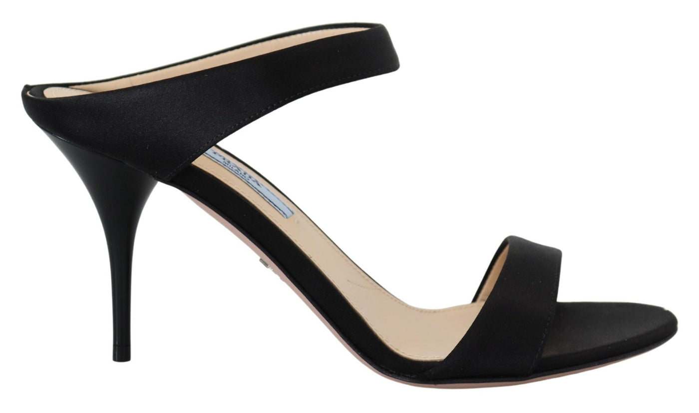 Prada Elegant Black Leather Heels Pumps - - - Prada