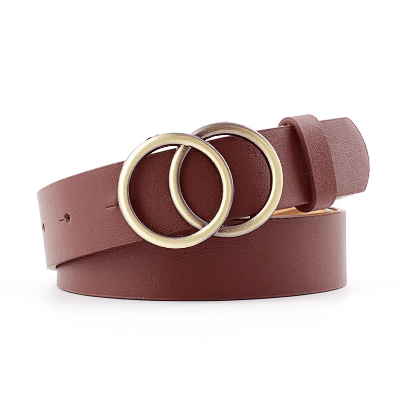 European And American Cross-border Round Buckle Belt Women Casual - Carvan Mart