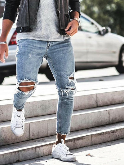 Men's Jeans New Hole Pants Trousers - Carvan Mart