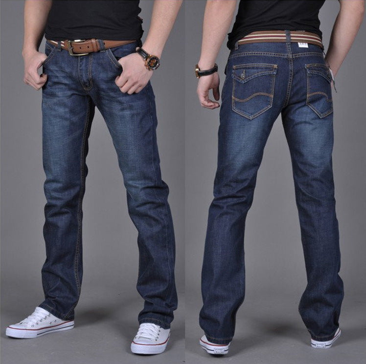 Men's Denim Long Pants Trendy Men's Denim Straight-Leg Pants - - Men's Jeans - Carvan Mart