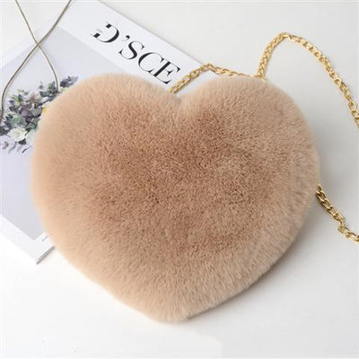 Love Bag For Women Plush Contemporary Chain-Strap Handbag Statement Sequin Party Bag - Carvan Mart