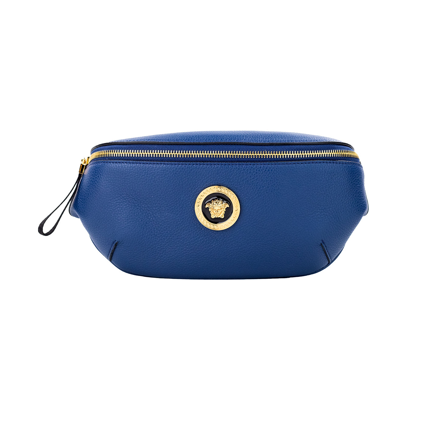 Versace Small Navy Calf Leather Medusa Pendant Fanny Waist Pack Belt Bag - - - Versace