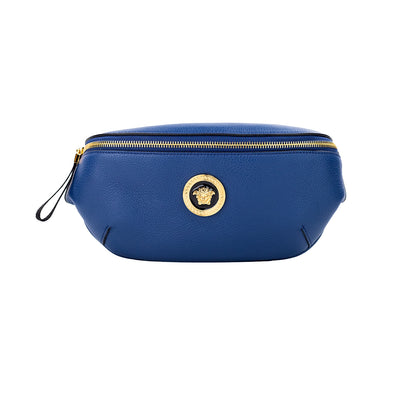 Versace Small Navy Calf Leather Medusa Pendant Fanny Waist Pack Belt Bag - - - Versace